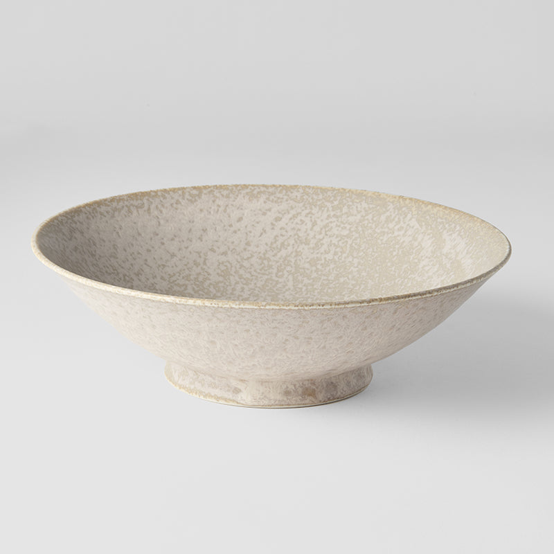 Wide ceramic ramen bowl in White Fade Glaze, perfect for noodles or soups