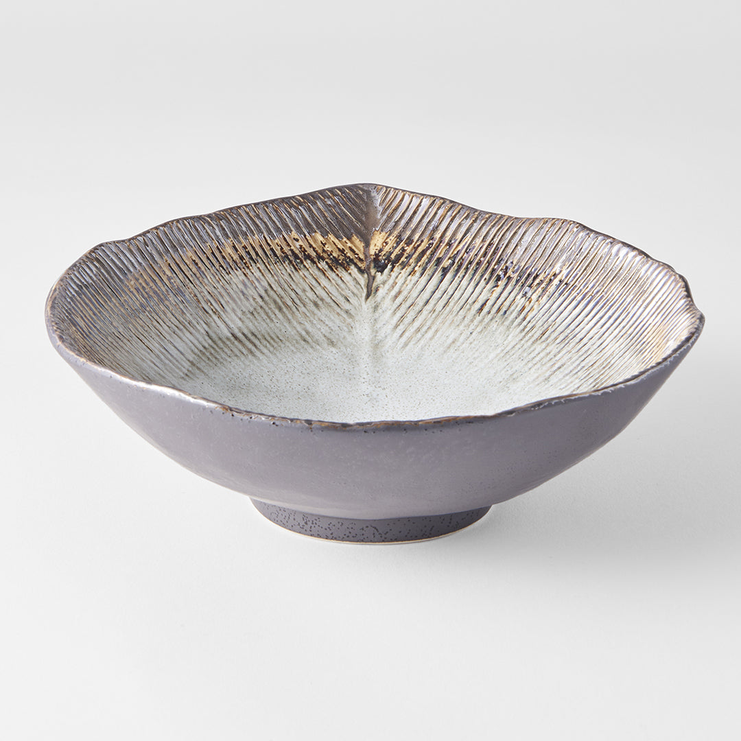 Bowl Irregular 22cm Akane Grey Glaze