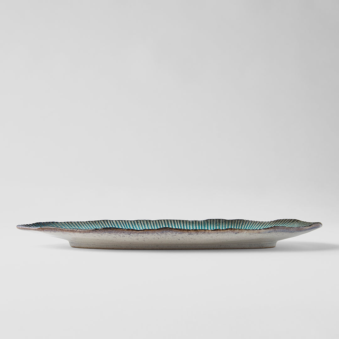 Plate Irregular 32.5x13.5cm Sky Blue Glaze