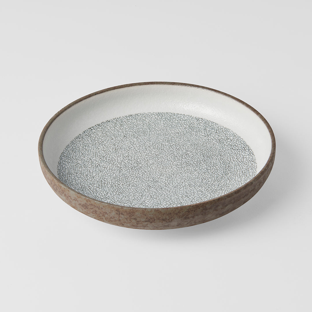 Plate High Rim 22cm Crazed Grey