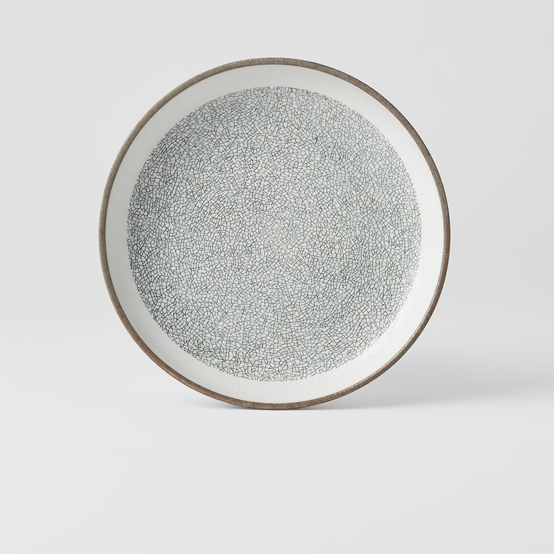 Plate High Rim 22cm Crazed Grey
