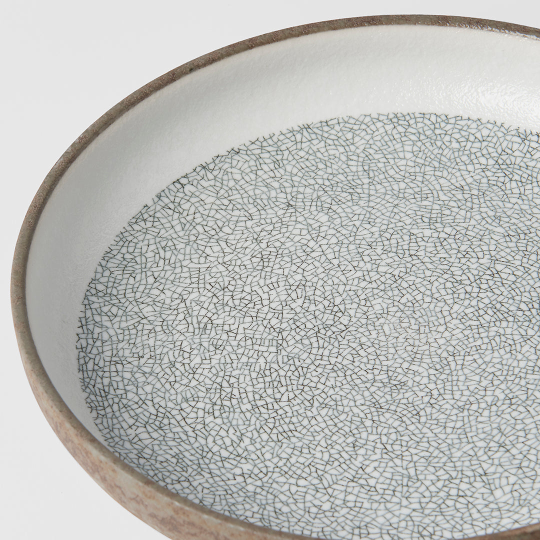 Plate High Rim 22cm Crazed Grey
