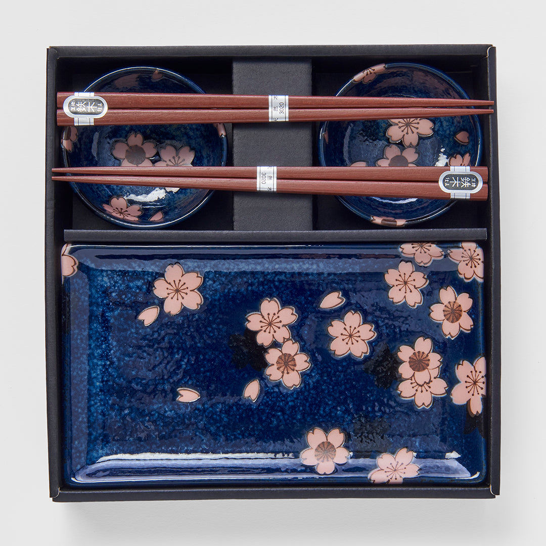Sushi Set 4 Piece Navy Pink Sakura