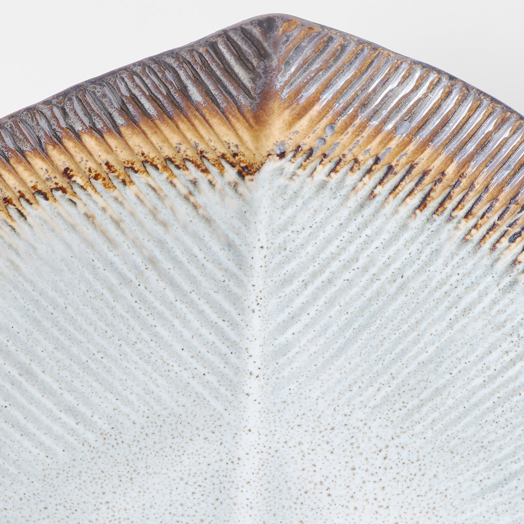 Bowl Leaf Shaped 23cm Akane Grey Glaze