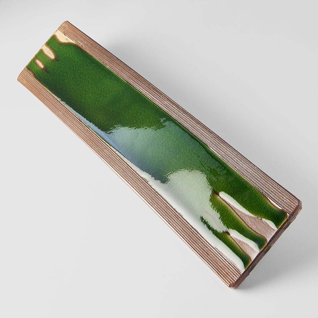 Platter Rectangular52cm Earth Bright Green Glaze