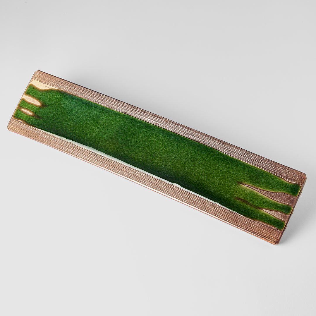 Platter Rectangular52cm Earth Bright Green Glaze