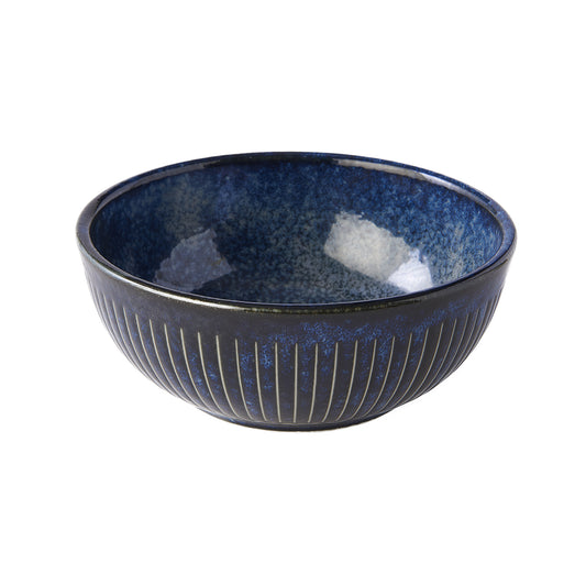 Bowl 13cm Ridged Indigo Glaze