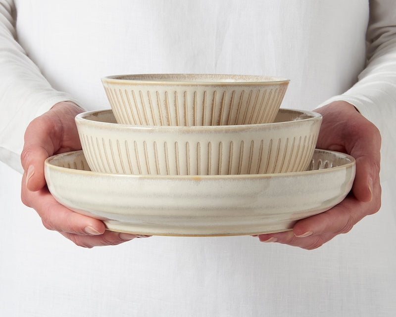 Plate High Rim 20.5cm Ridged Alabaster Glaze