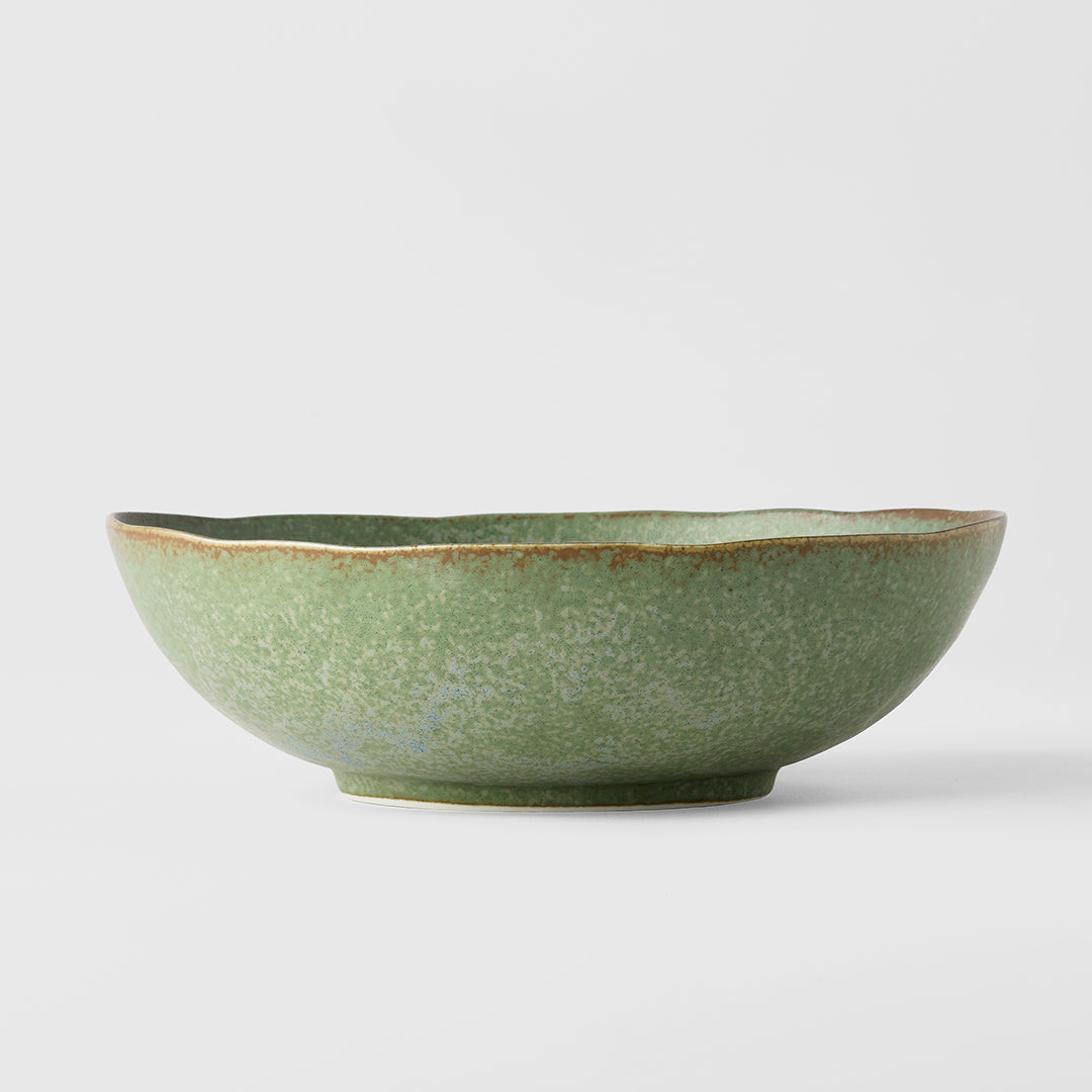 Bowl Oval 19cm Green Fade Glaze