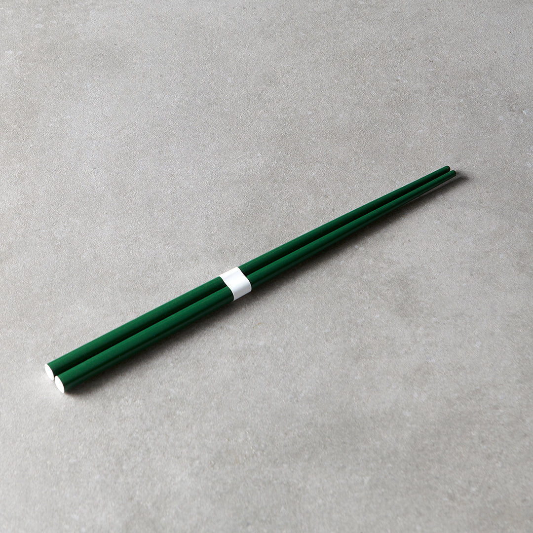 Chopsticks, Lacquered, Green & White Design
