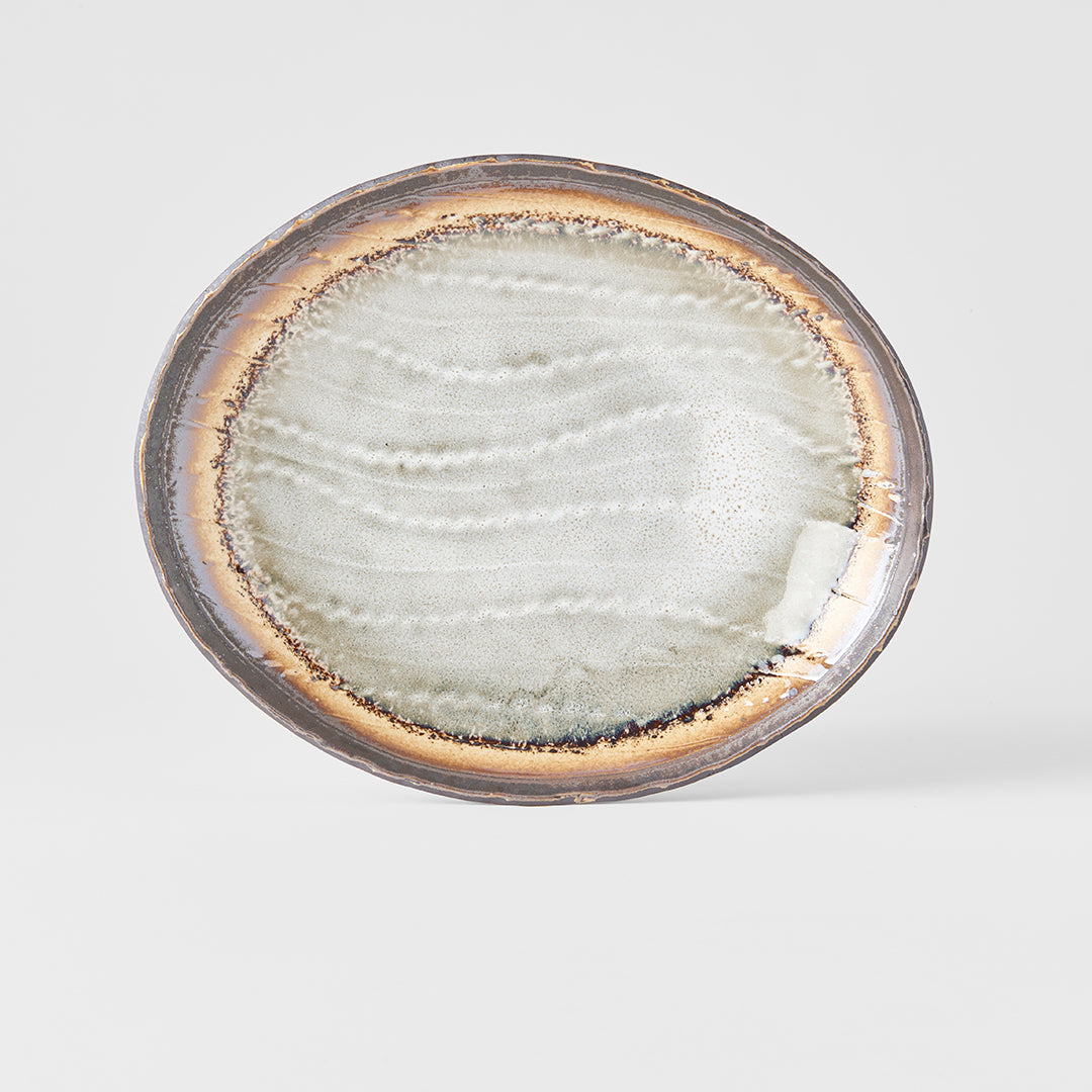 Oval Plate 24cm Akane Grey Glaze