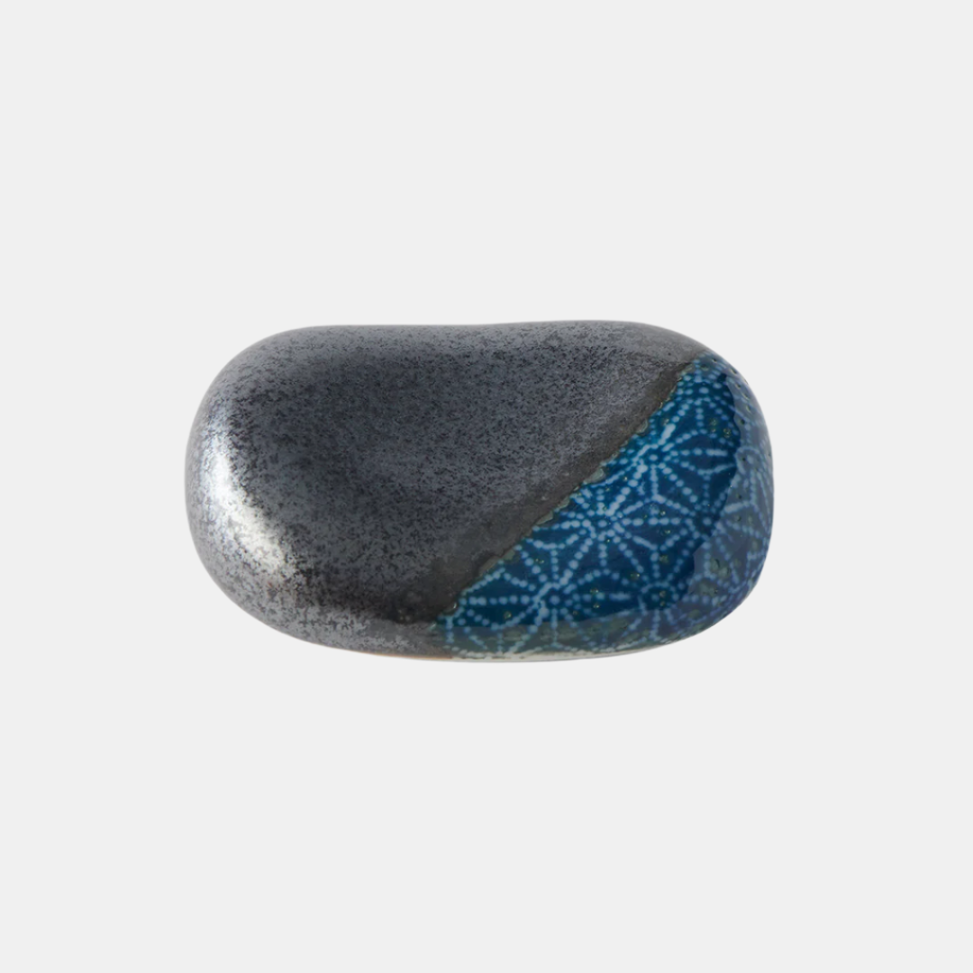 Chopsticks Rest Pebble Black with Blue Section