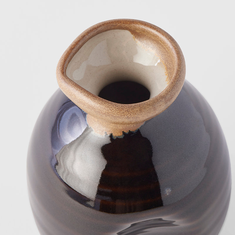Sake Jug Copper Lip 220ml Black Glaze