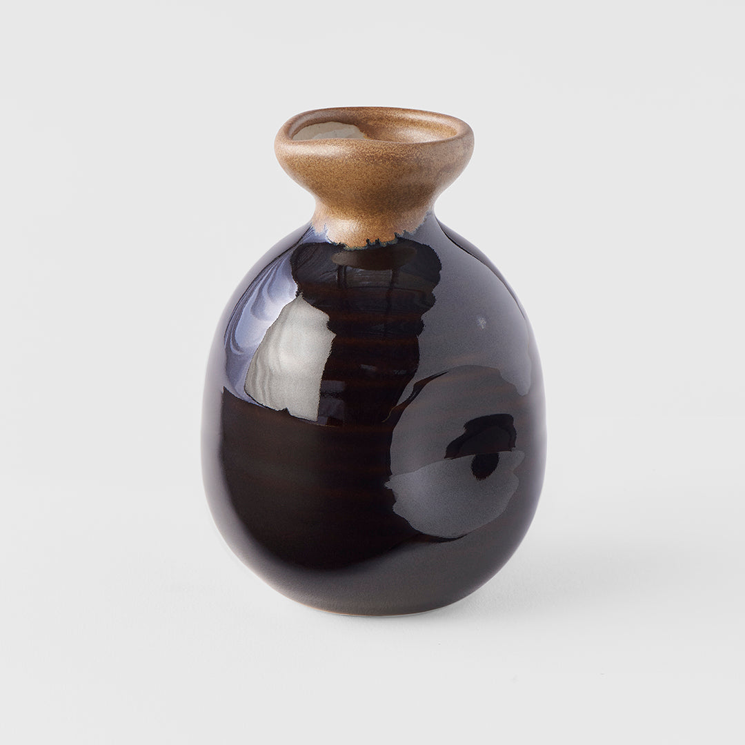 Sake Jug Copper Lip 220ml Black Glaze