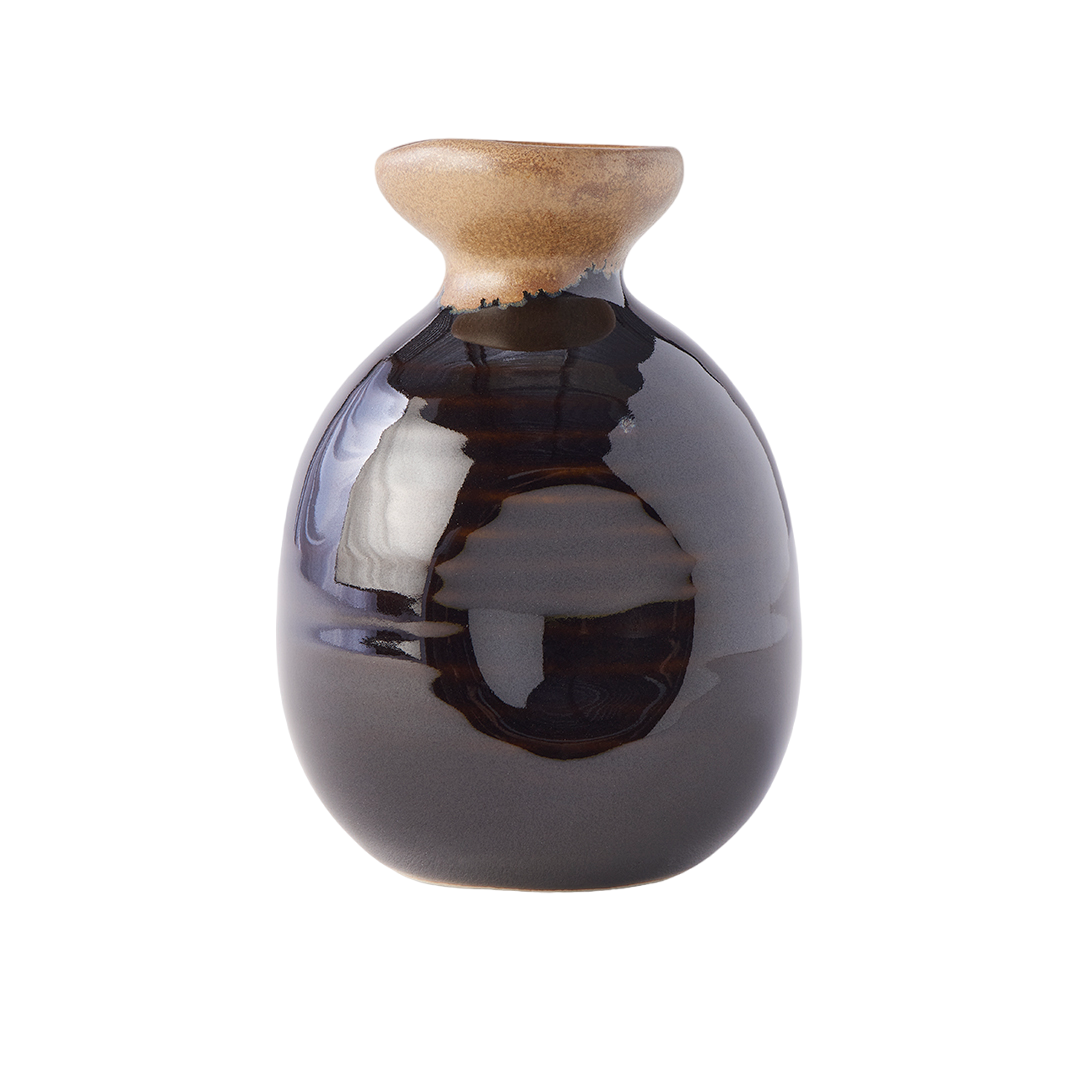 Sake Jug Copper Lip 220ml Black Glaze