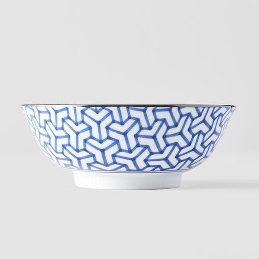 Bowl 19cm Indigo Ikat Herringbone Design - Made In Japan | Japanese Tableware