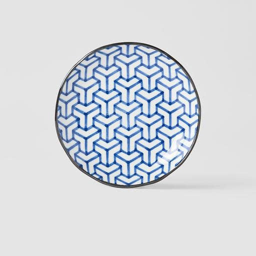 Tapas Plate 16.5 cm Indigo Ikat Herringbone