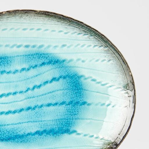 Plate Oval 24x20cm Sky Blue Glaze - Made In Japan | Japanese Tableware