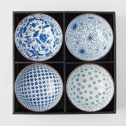 Bowl Set 4pcs Traditional Floral Design