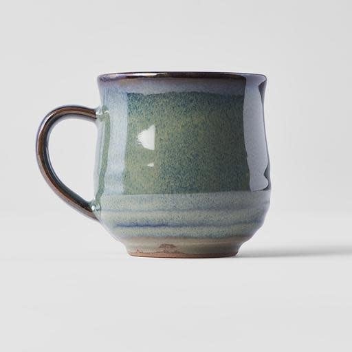 Mug 8cm 225ml Green With Leaf Design