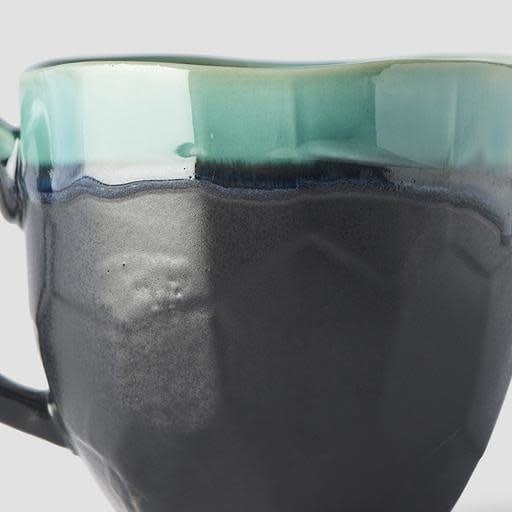 Mug with Handle 250ml Matt Black Turquoise Glaze