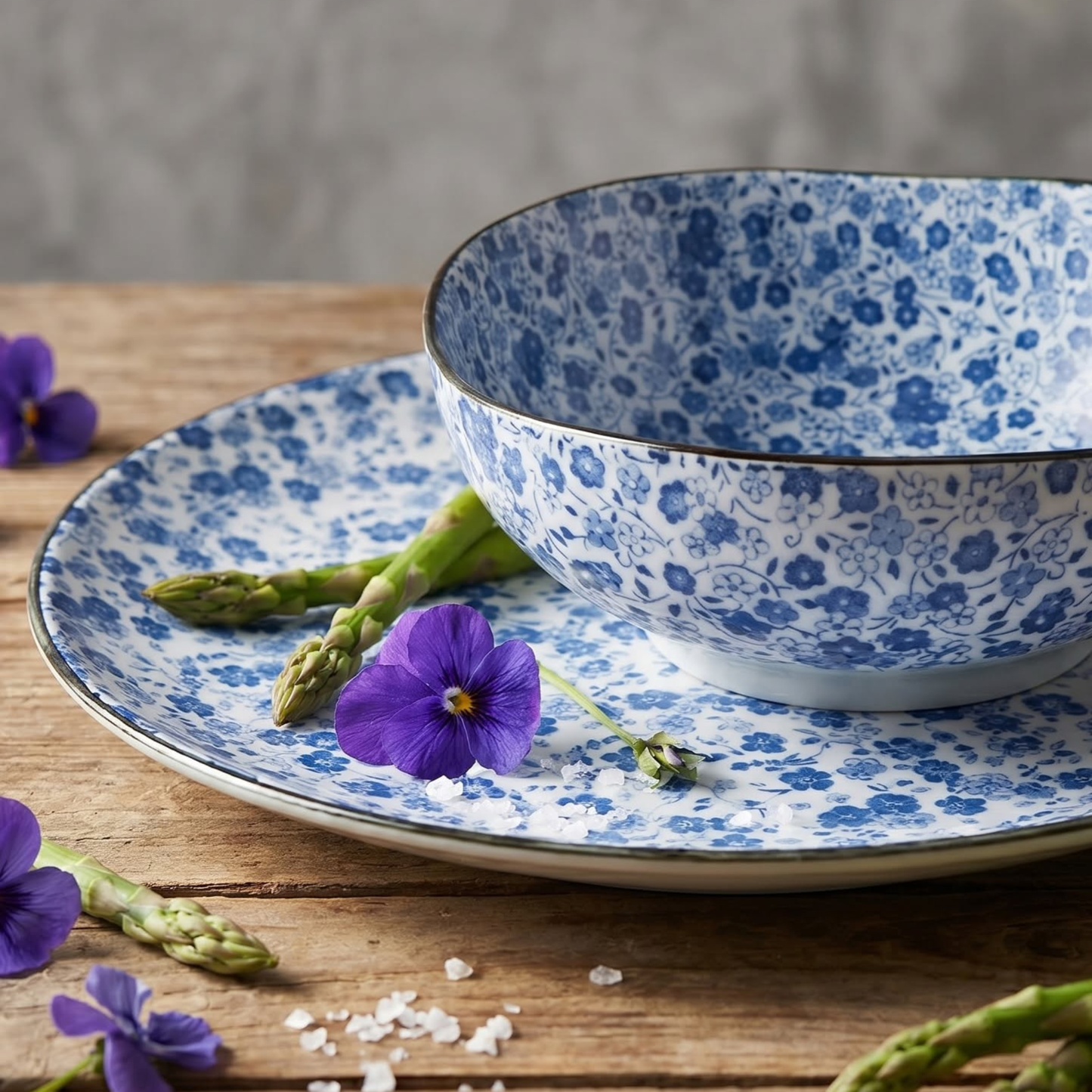 Side Plate Organic 19cm Blue Daisy Glaze