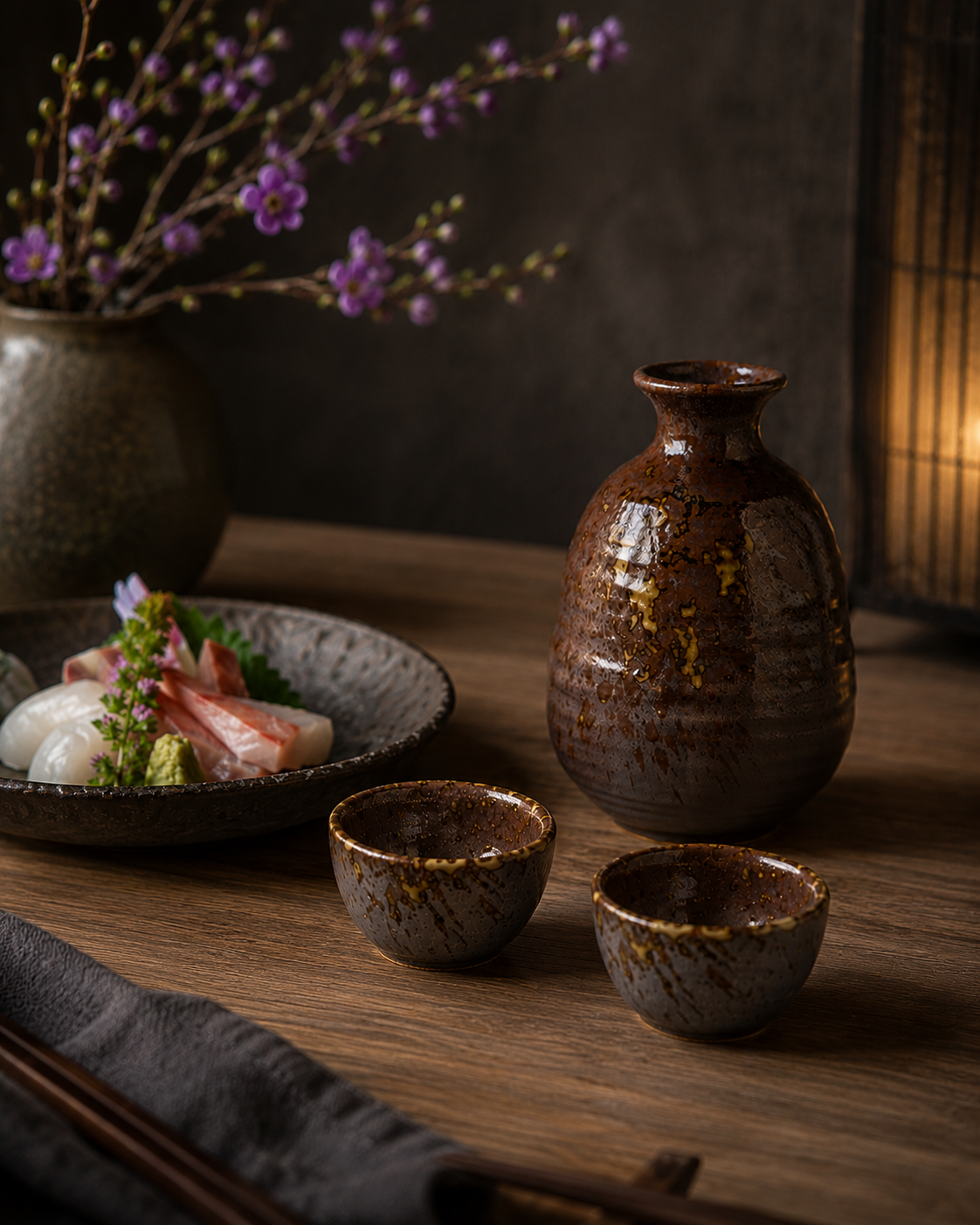 Sake Jug 280ml Brown Blend Speckle Glaze