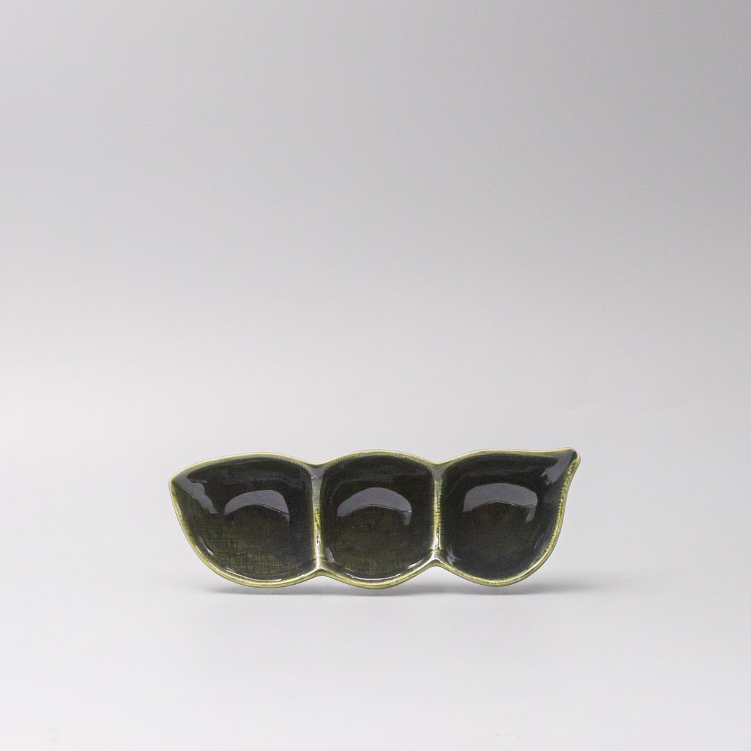 Edamame Triple Pod Dish 20cm Oribe Green Glaze