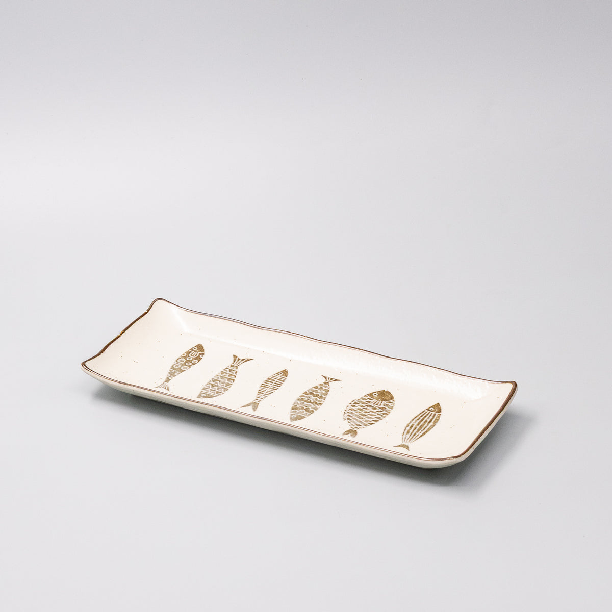 Sashimi Plate 28cm Sakana Brown Design
