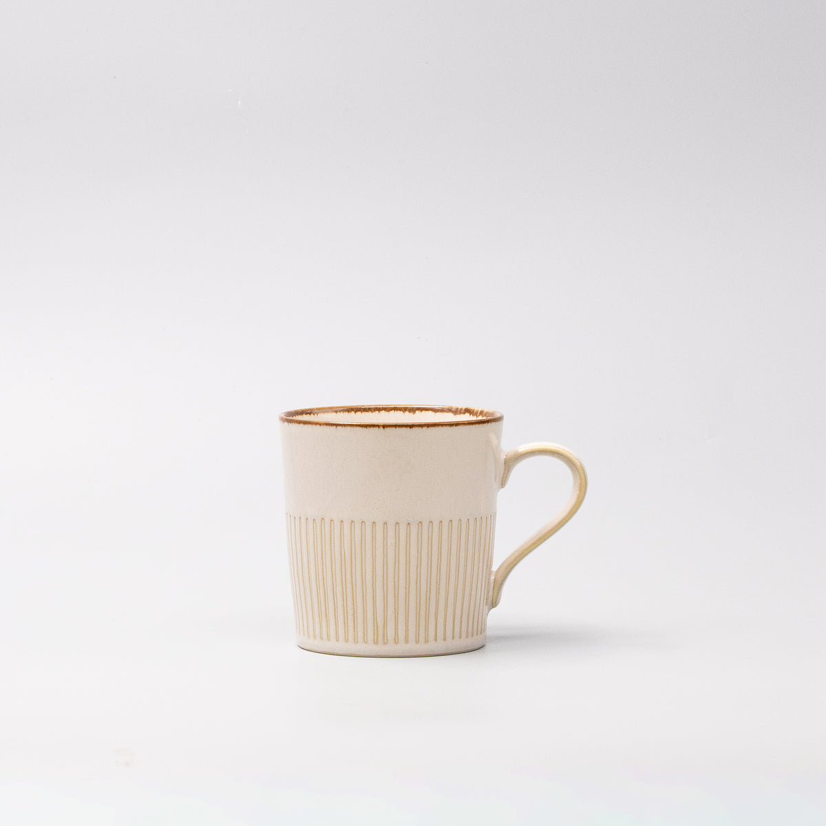 Mug with Handle Ridged White Glaze