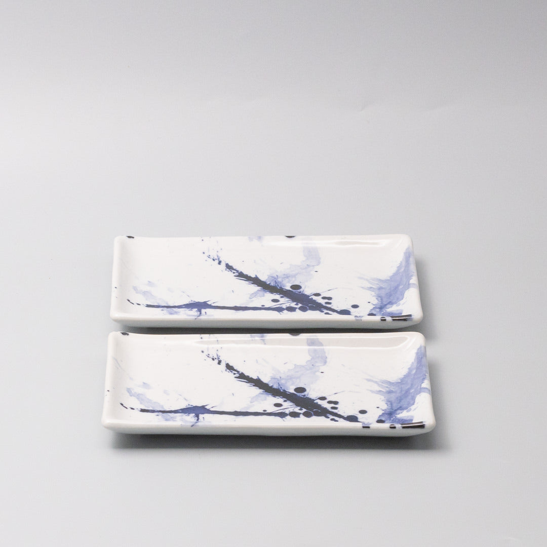 Sushi Set for two with Chopsticks Blue Splash Blaze