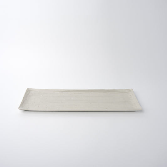 Sashimi Plate 33.2cm White Contour Glaze
