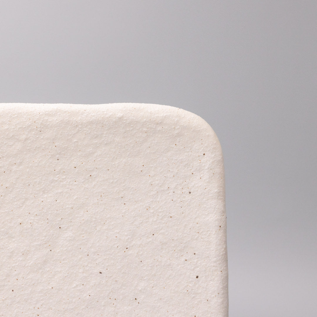 Plate Square 25cm Shell White Glaze