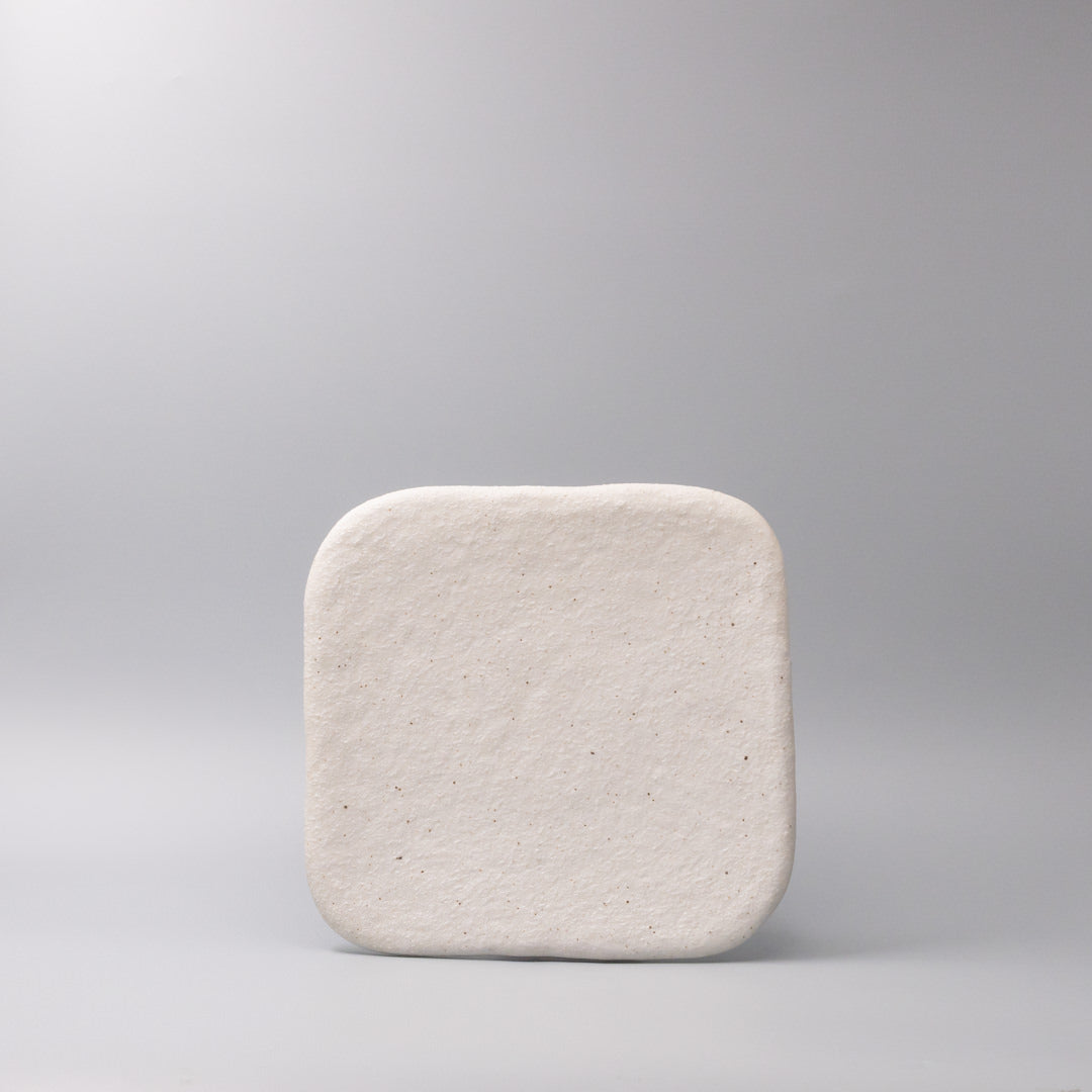 Plate Square 25cm Shell White Glaze
