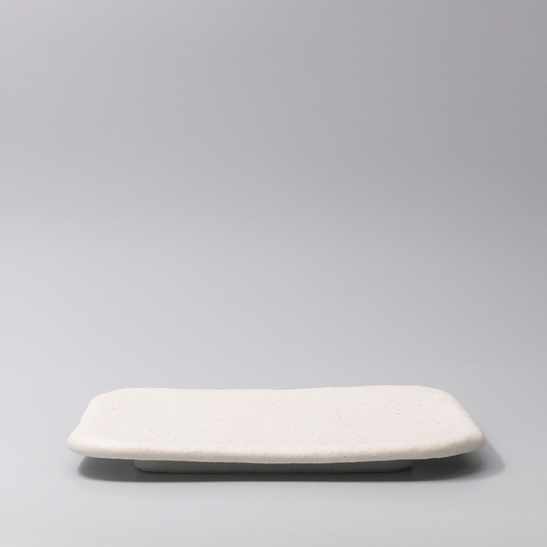 Plate Square 25cm Shell White Glaze