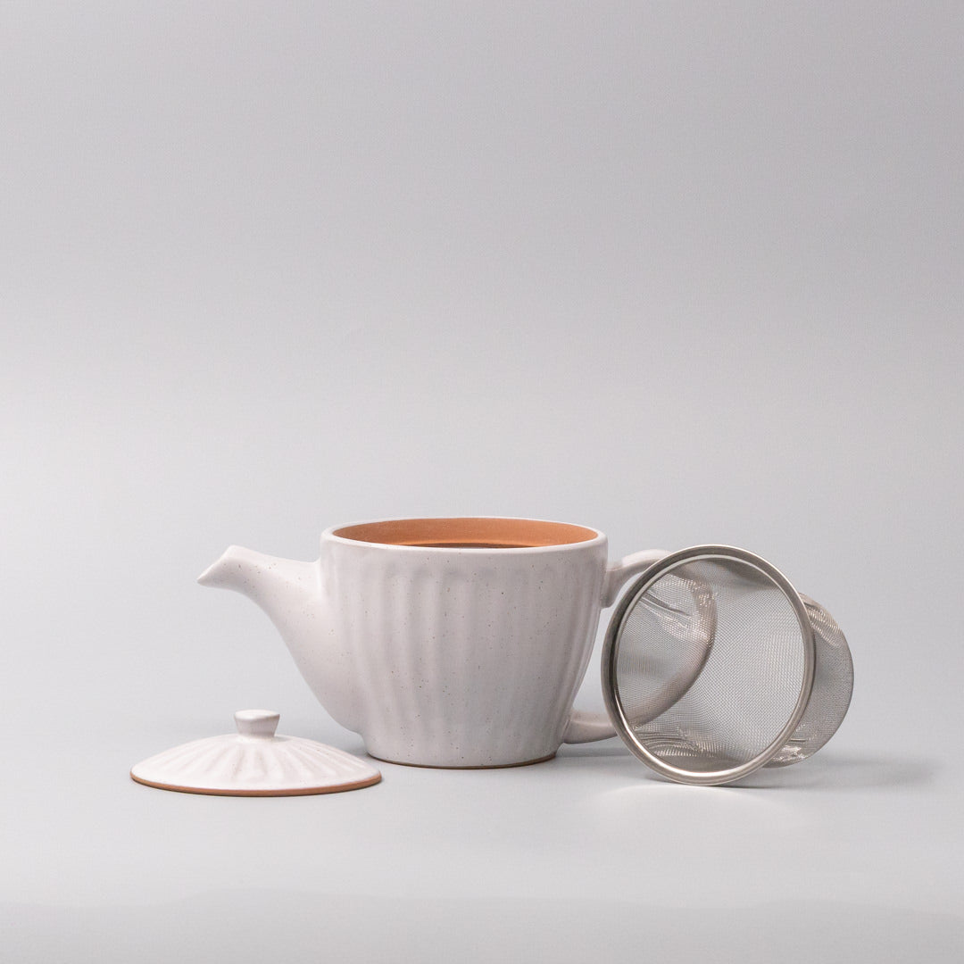 Teapot 480ml Speckled White Ridge Glaze