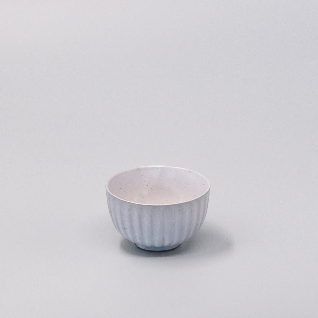 Tea Cup Ridged 150ml Speckled White