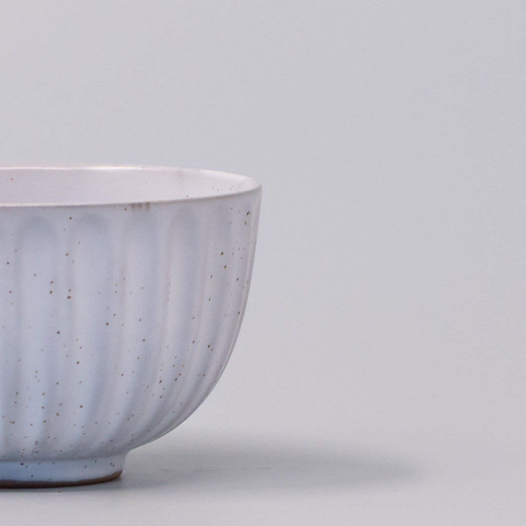 Tea Cup Ridged 150ml Speckled White