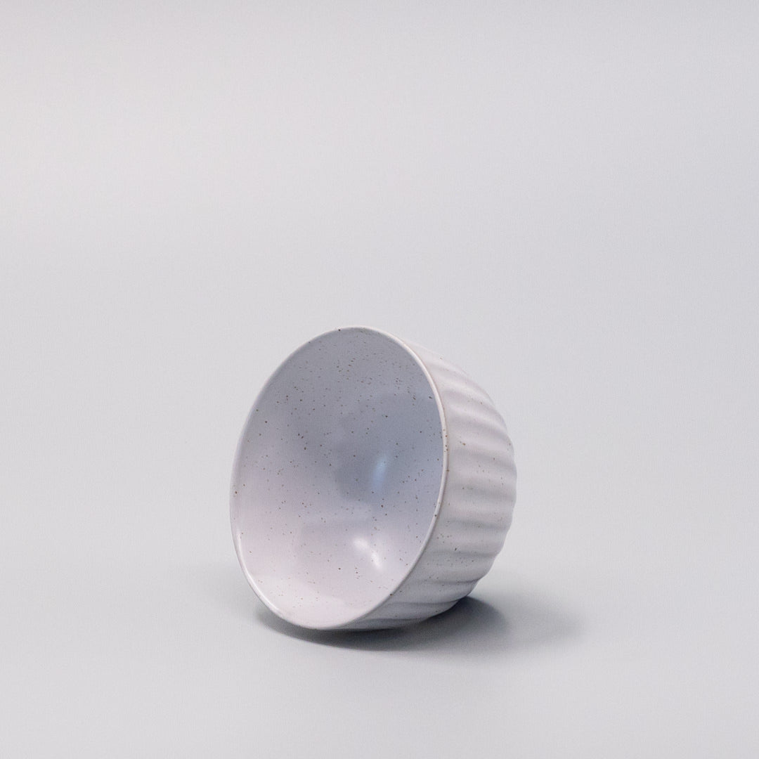 Tea Cup Ridged 150ml Speckled White