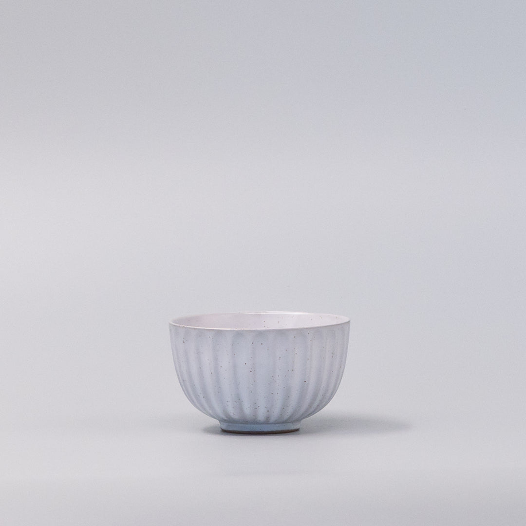 Tea Cup Ridged 150ml Speckled White