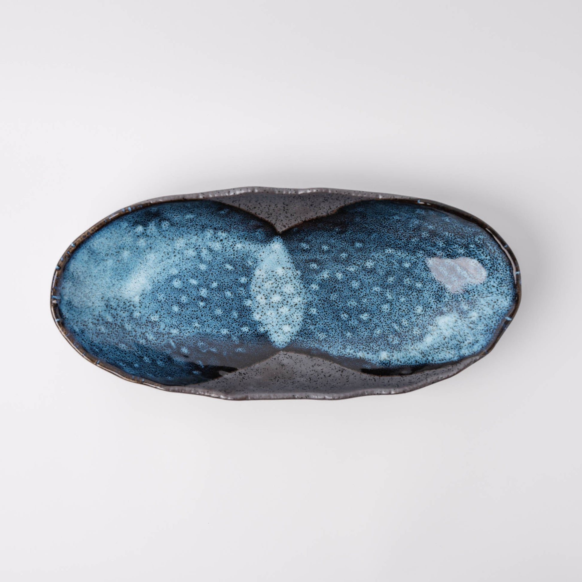Organic Platter Oval 32cm Storm Glaze