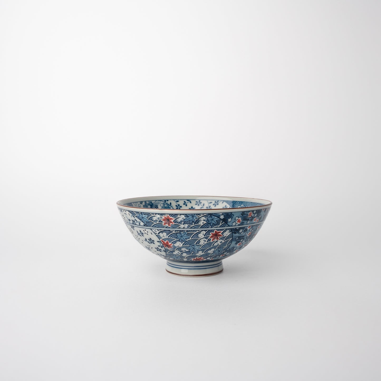Rice Bowl 14cm Red Floral Glaze