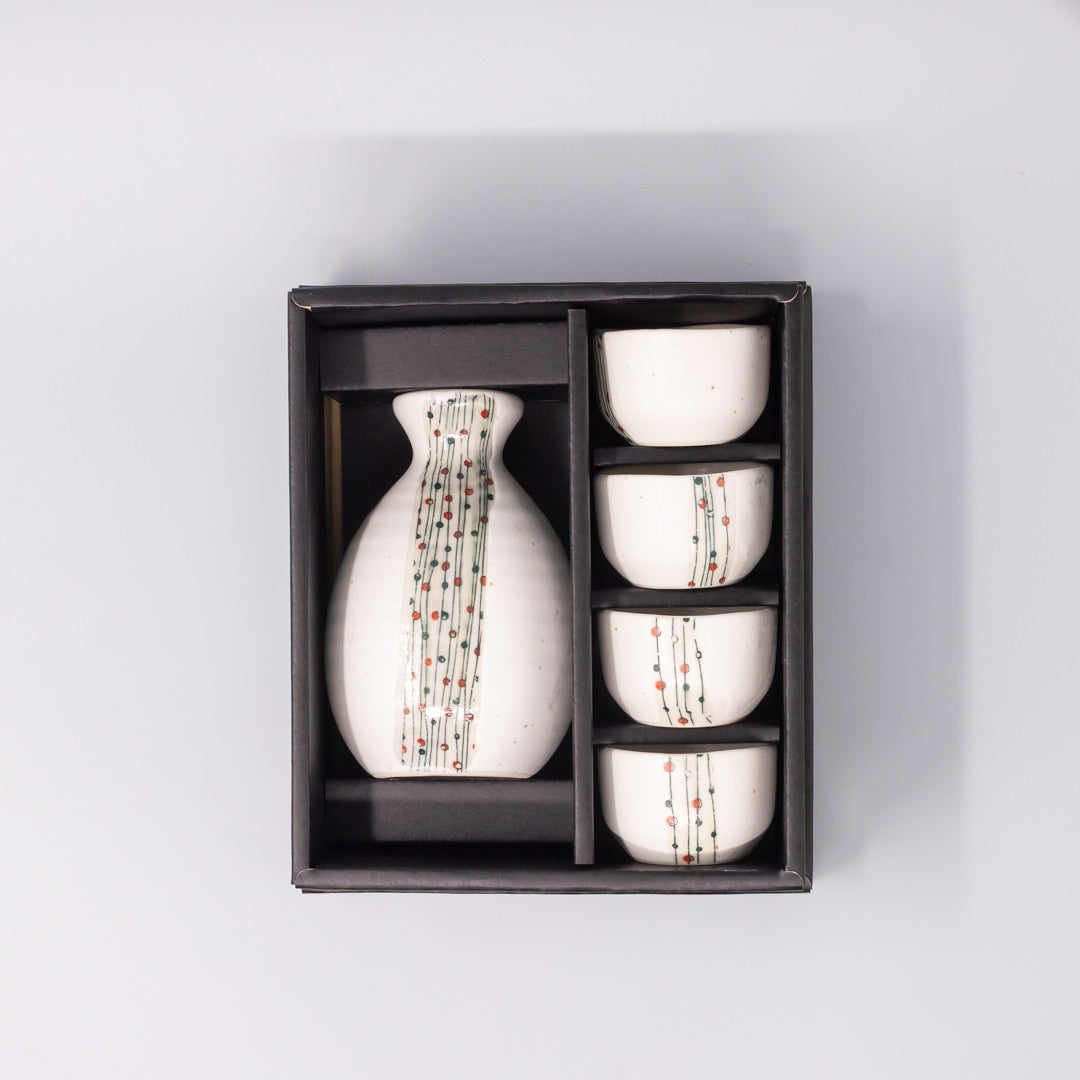 Gift Sake Set for Four 330ml White Abacus Design C1093