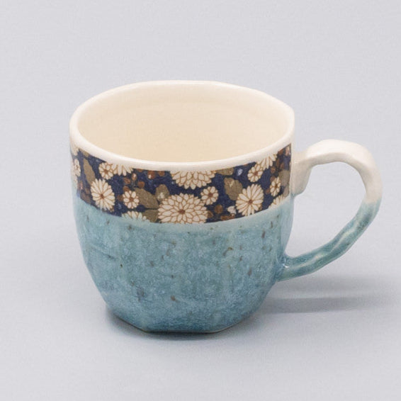 Mug Gift 250ml Turquoise Floral Band Glaze