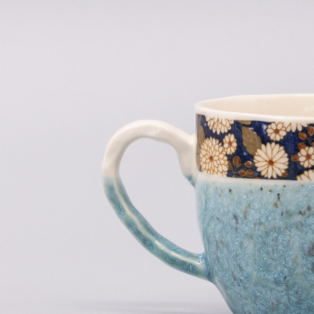 Mug Gift 250ml Turquoise Floral Band Glaze