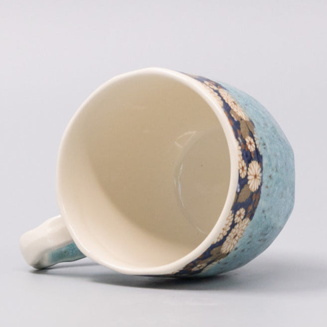 Mug Gift 250ml Turquoise Floral Band Glaze