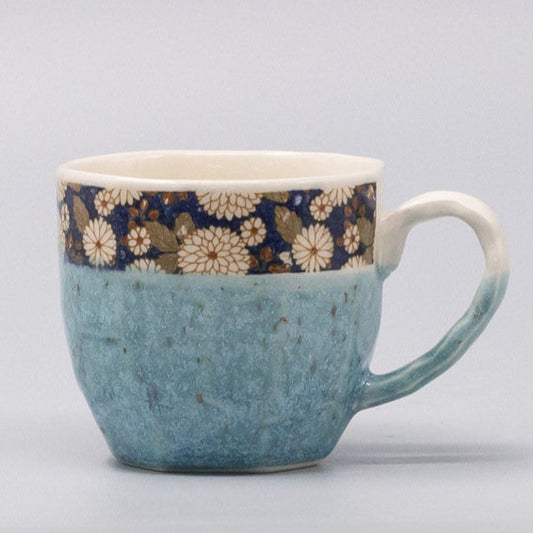Mug Gift 250ml Turquoise Floral Band Glaze