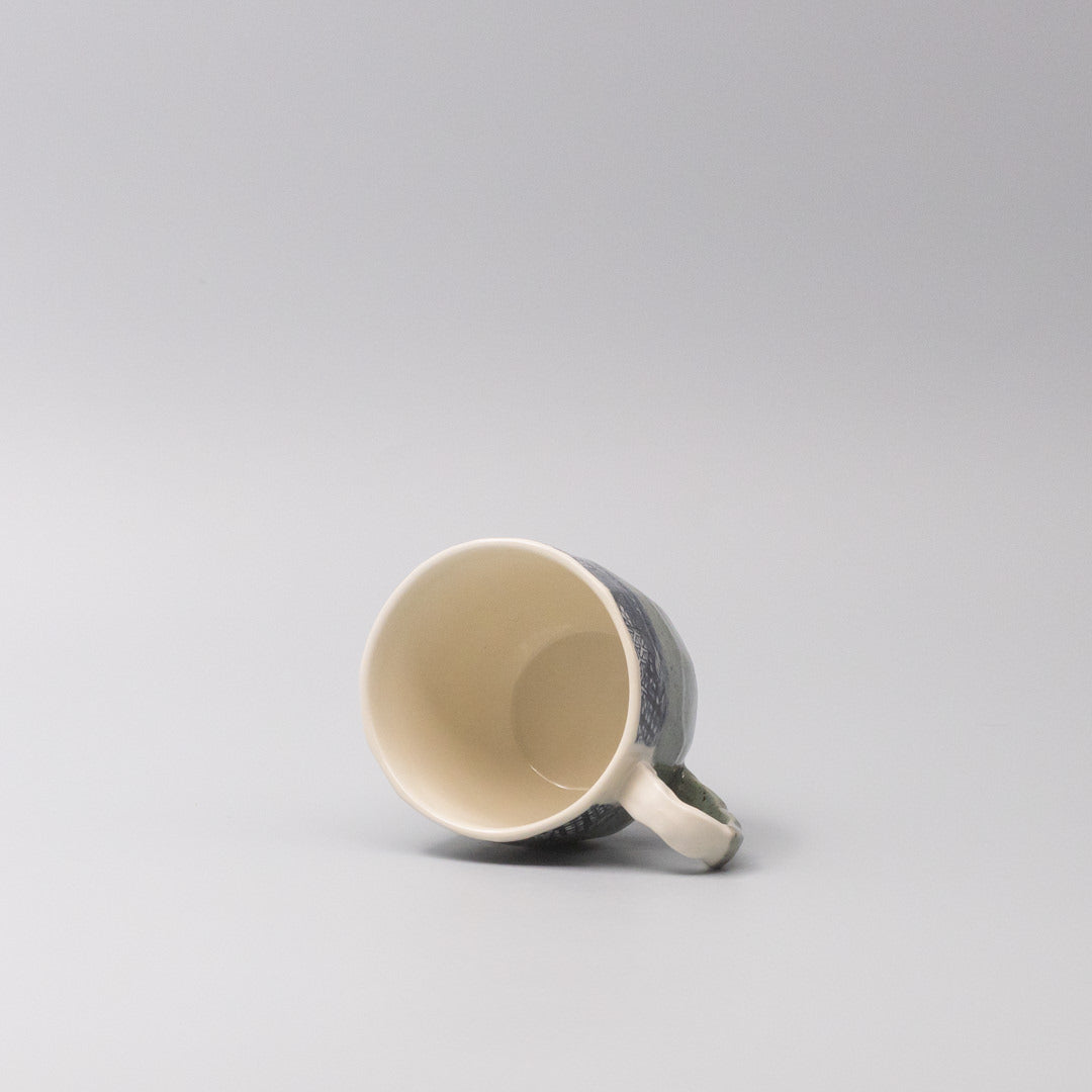 Mug Gift 250ml Dark Green Patchwork Band Design