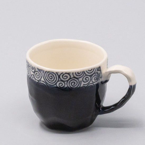 Mug Gift 250ml Navy Spiral Band Glaze