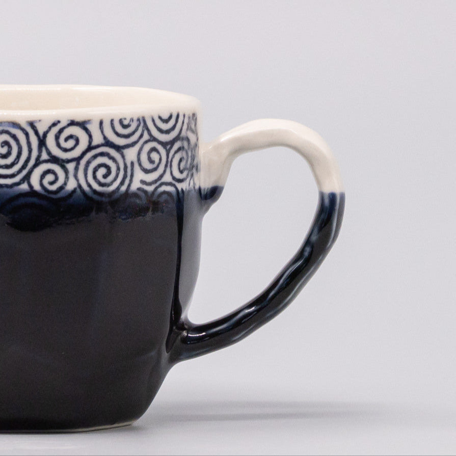 Mug Gift 250ml Navy Spiral Band Glaze